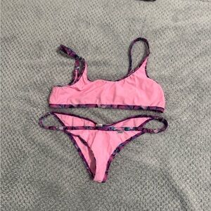 Wicked Weasel Pink Bikini Set with Patterned Trim